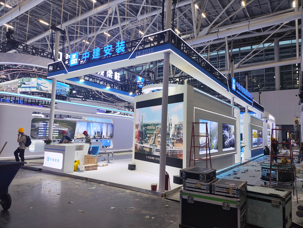 廣州機場展展臺搭建第二天現場效果