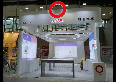 2025年9月廣州美博會鈺創合成ONAIL展臺搭建第二天現場效果
